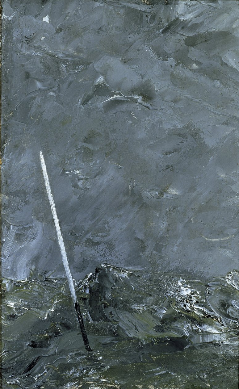 Mar tormentoso con boya sin marca superior de August Johan Strindberg