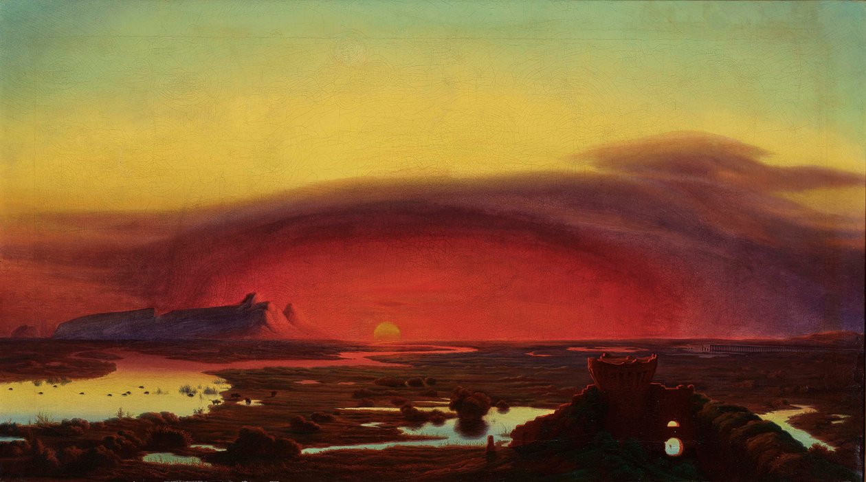 Las marismas pontinas al atardecer de August Kopisch