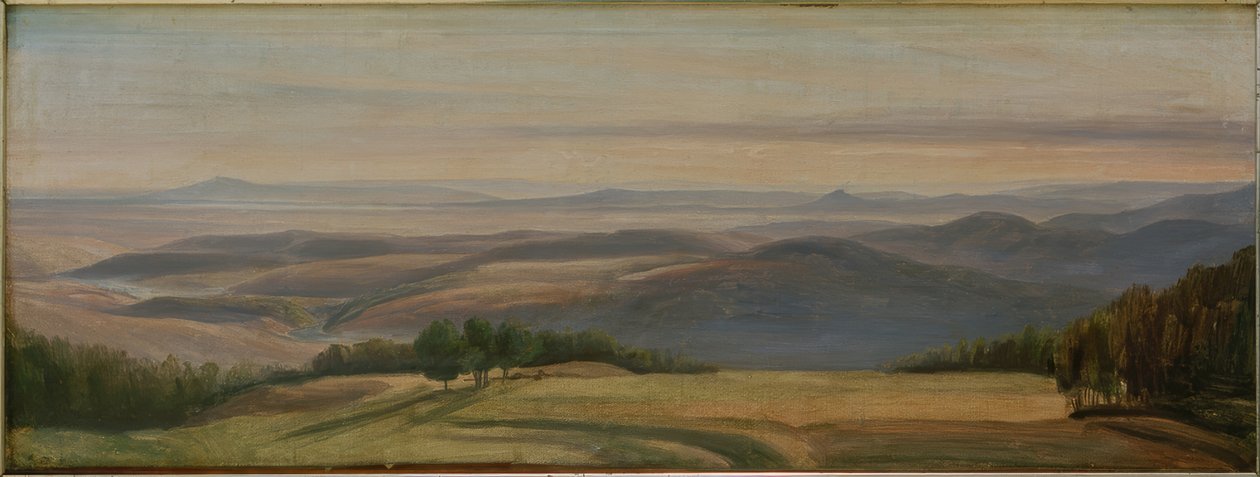 Vista del Otzberg hasta Spessart y Hahnenkamm de August Lucas