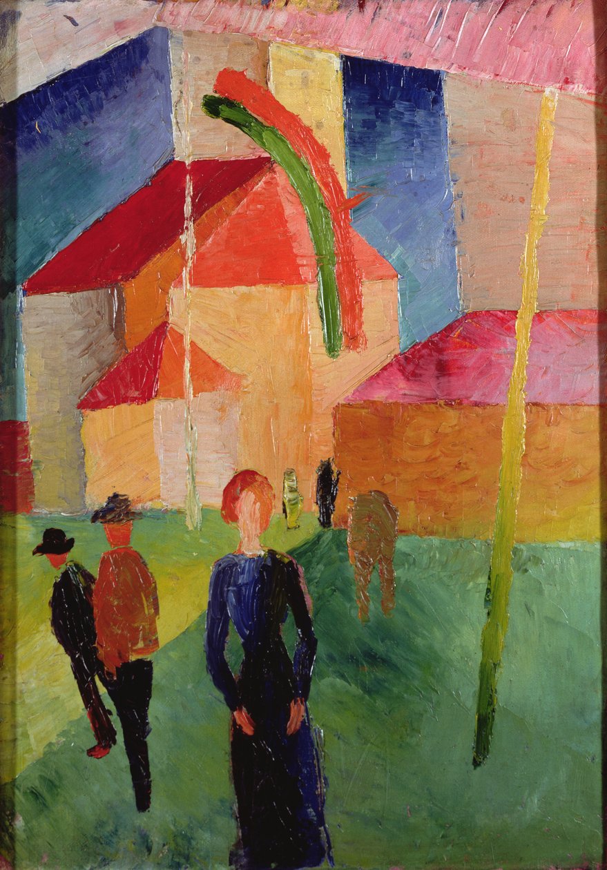 Iglesia decorada con banderas de August Macke