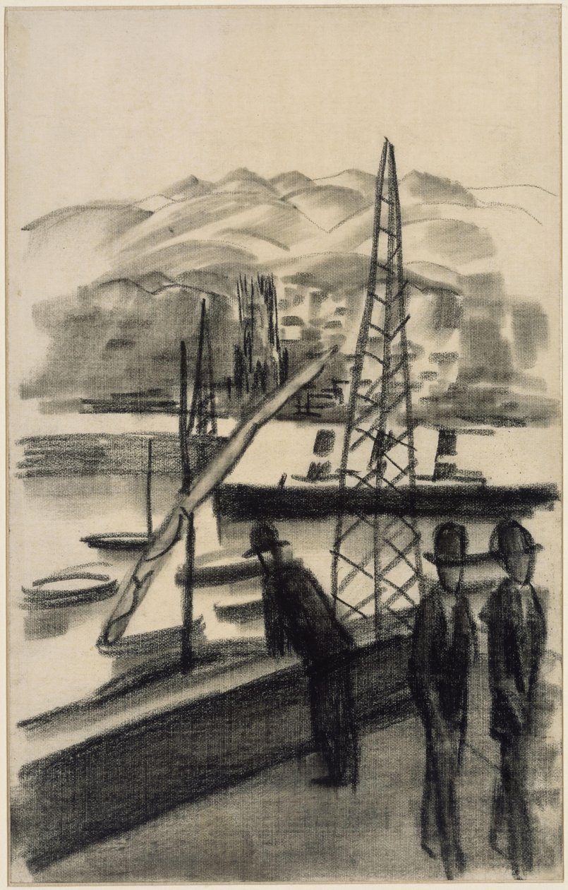 Puerto con montañas de August Macke