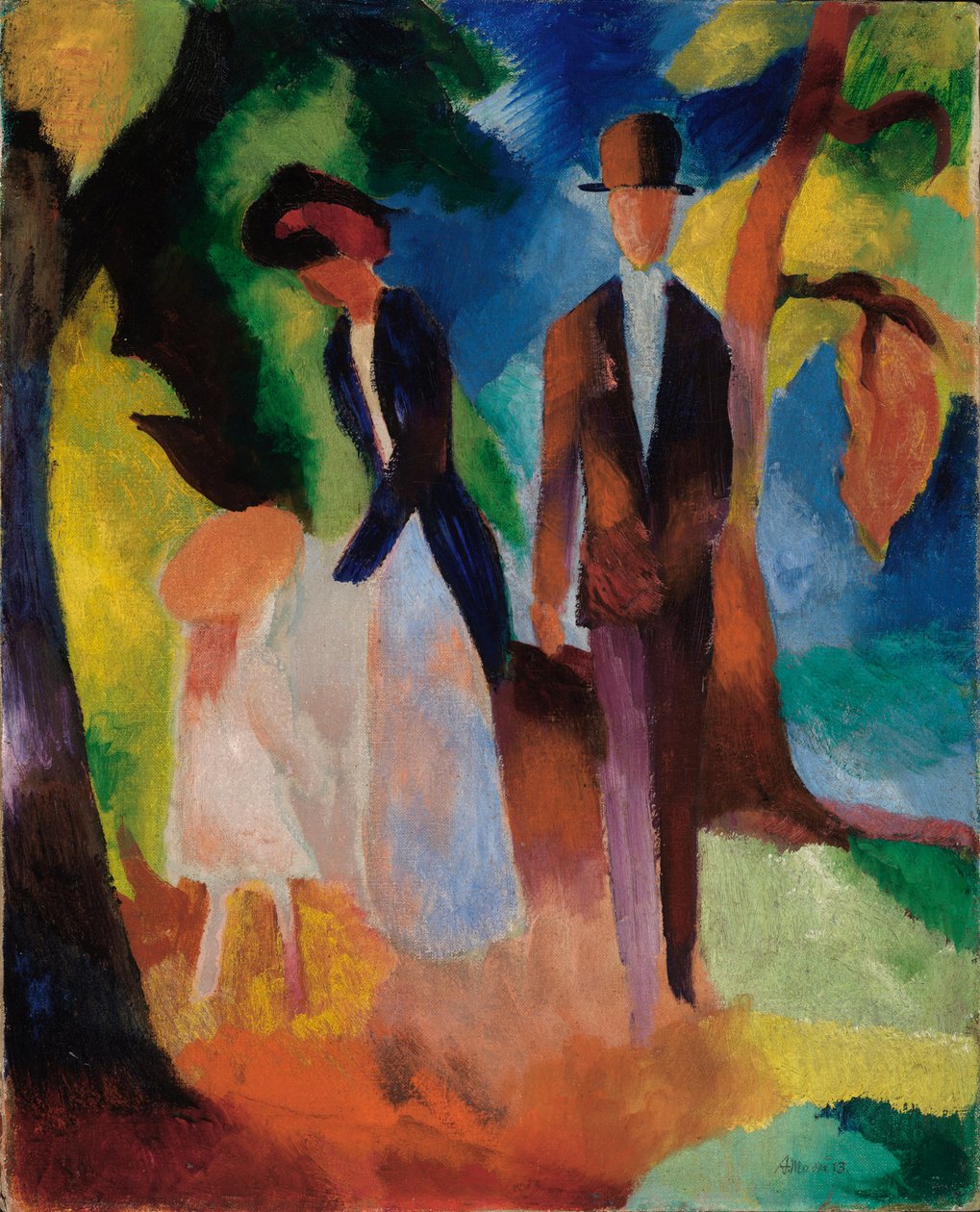Gente en el lago azul de August Macke