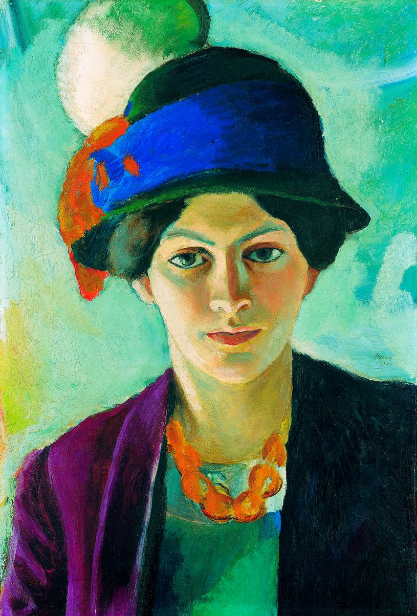 Retrato de la esposa del artista con un sombrero de August Macke
