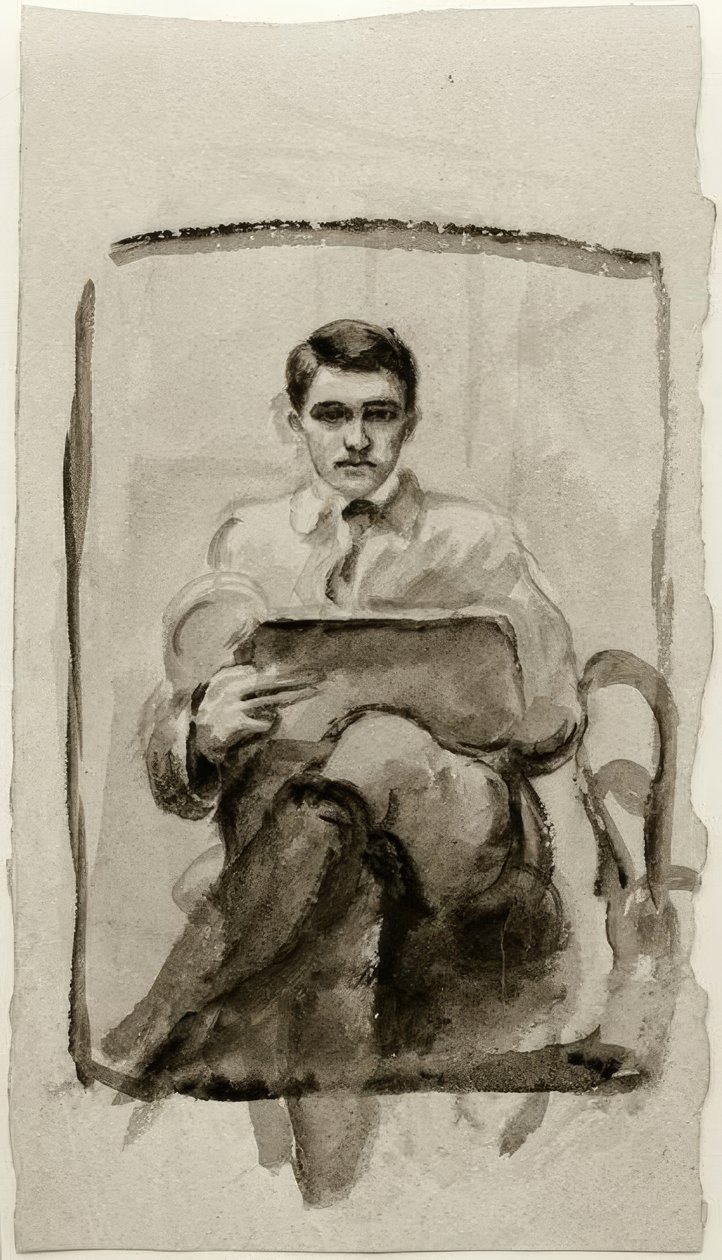 Autorretrato, dibujando de August Macke