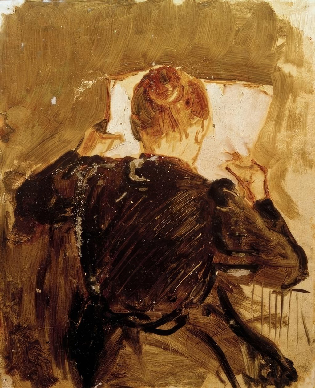 Mujer leyendo el periódico de August Macke