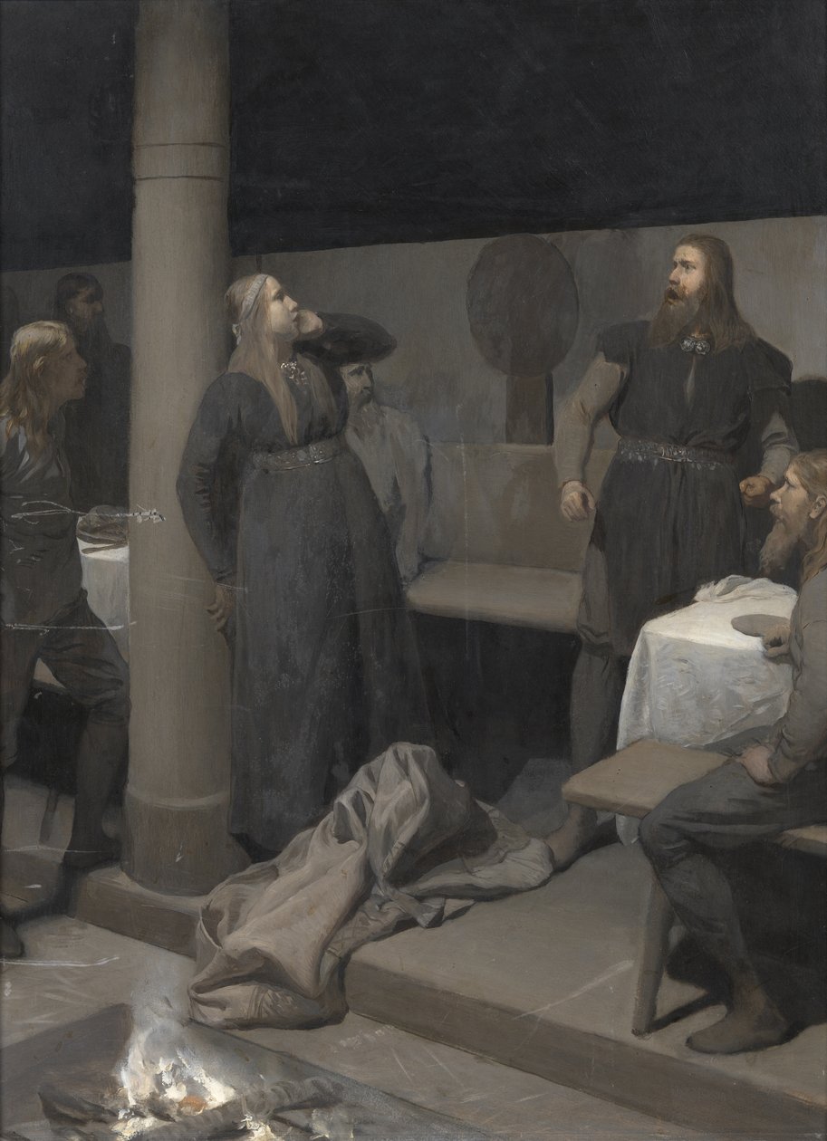 La historia de Burnt Njáll: Gunnar y Hallgerðr, c. 1895 de August Malmström