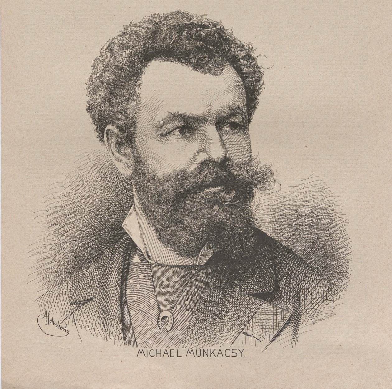 Retrato del artista Mihály von Munkácsy de August Schubert