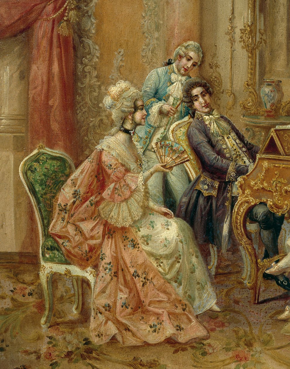 Al piano, de Stephan Sedlacek (1868-1936), óleo sobre lienzo, Detalle de August Stephan Sedlacek