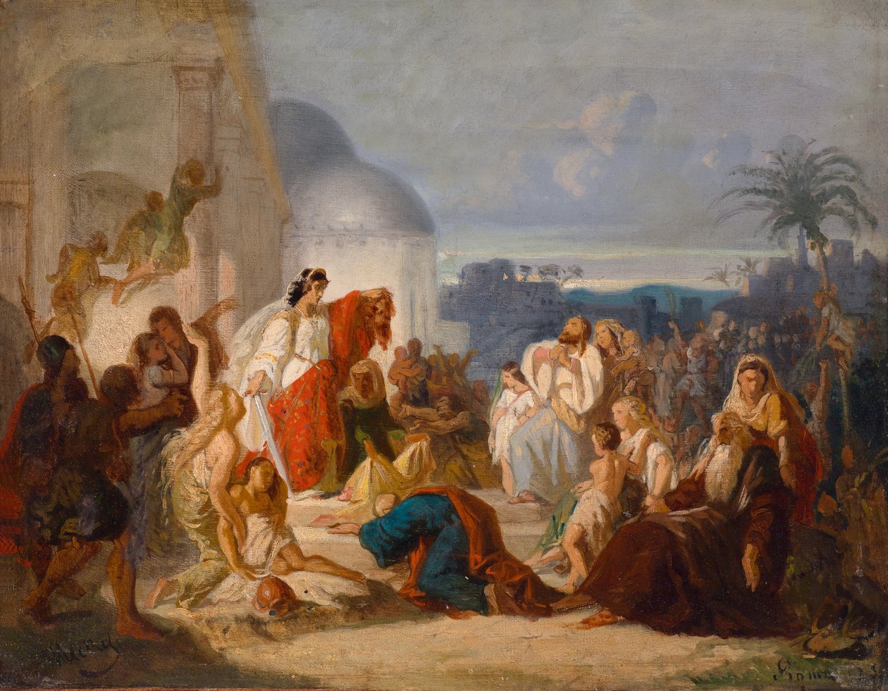 Alemán: Judith muestra a los betulianos la cabeza cortada de Holofernes de August von Heckel