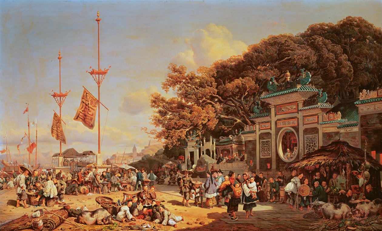 Un Mercado en Macao de Auguste Borget