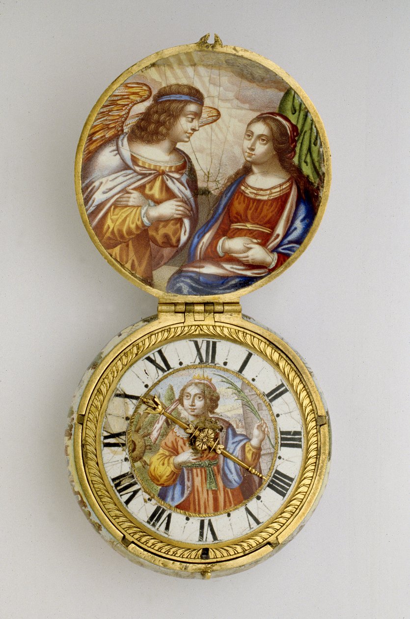 Reloj de escape de oro y esmalte, c. 1650 de Auguste Bretonneau