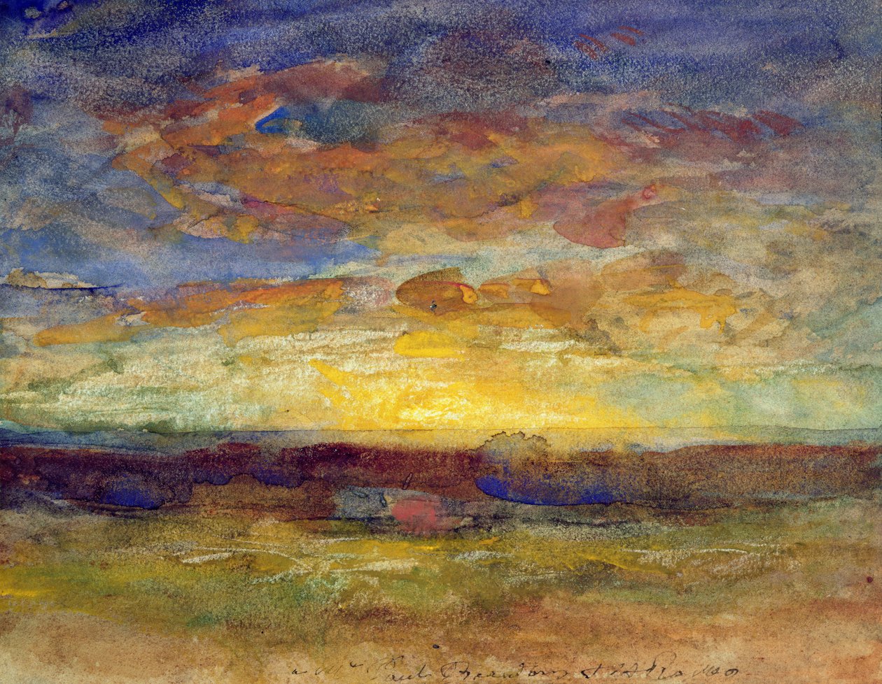 Paisaje con sol poniente de Auguste Francois Ravier