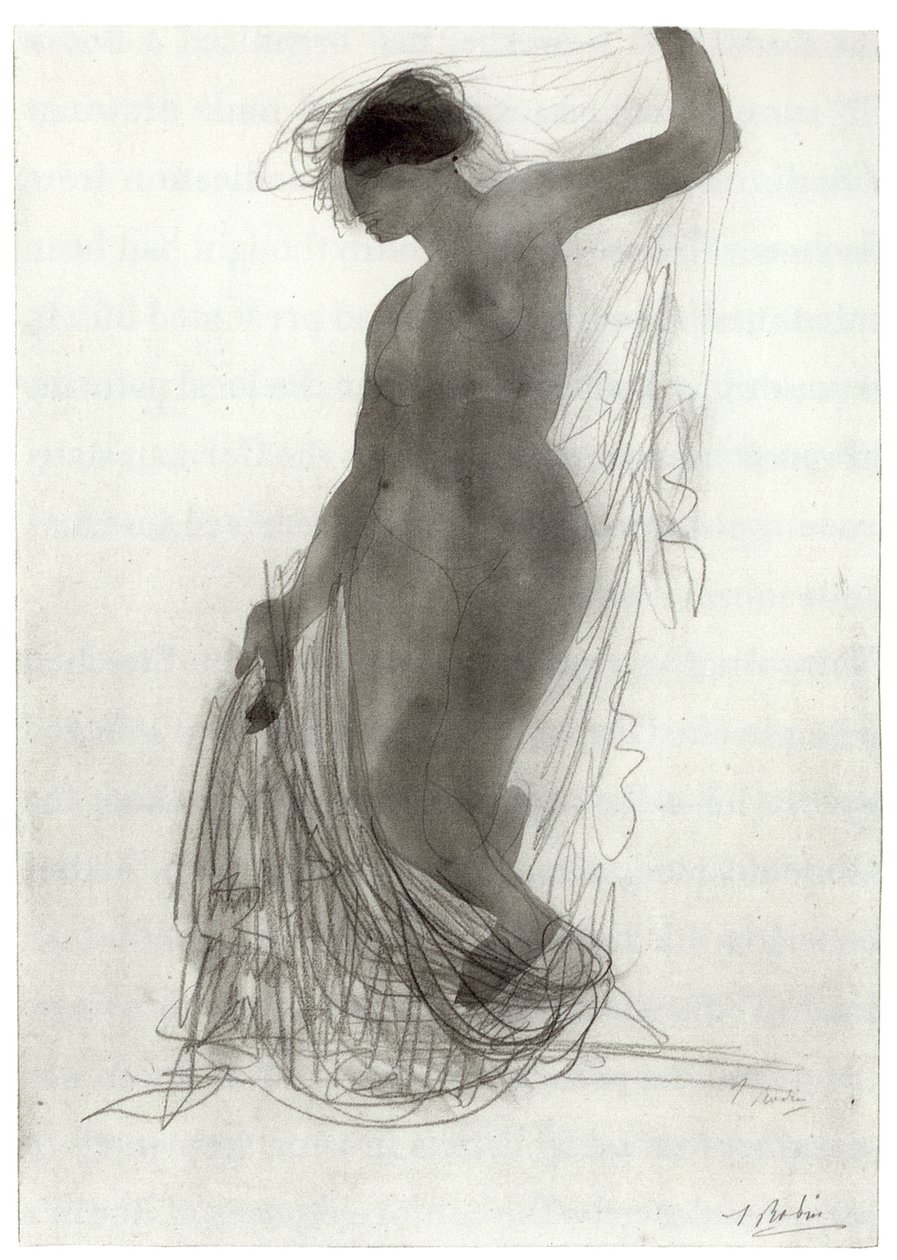 Desnudo con cortinas de Auguste Rodin