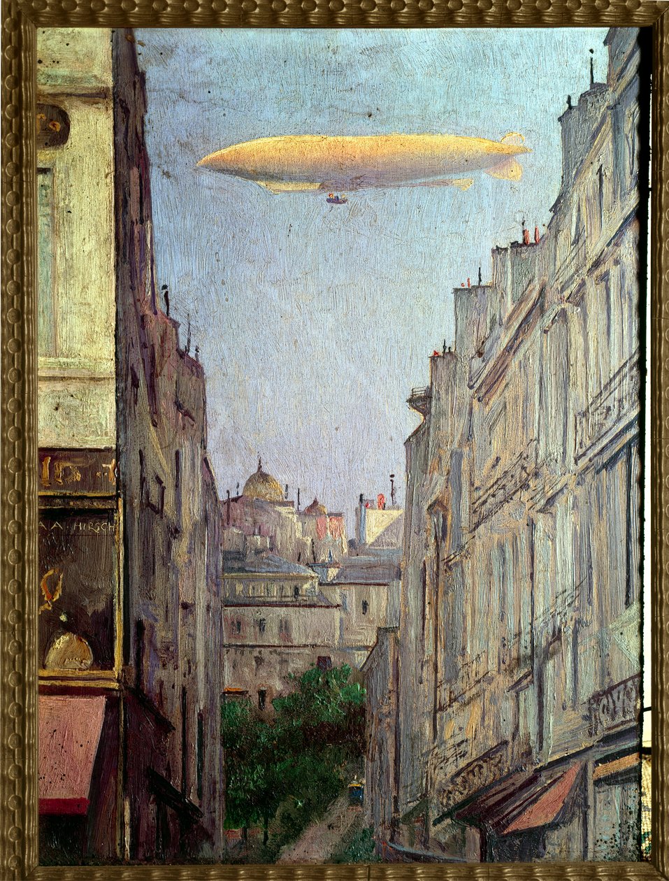 El dirigible república sobre París en 1909. Pintura de Auguste Alexandre Hirsch (1833-1912) 1909. Colección privada de Auguste Alexandre Hirsch
