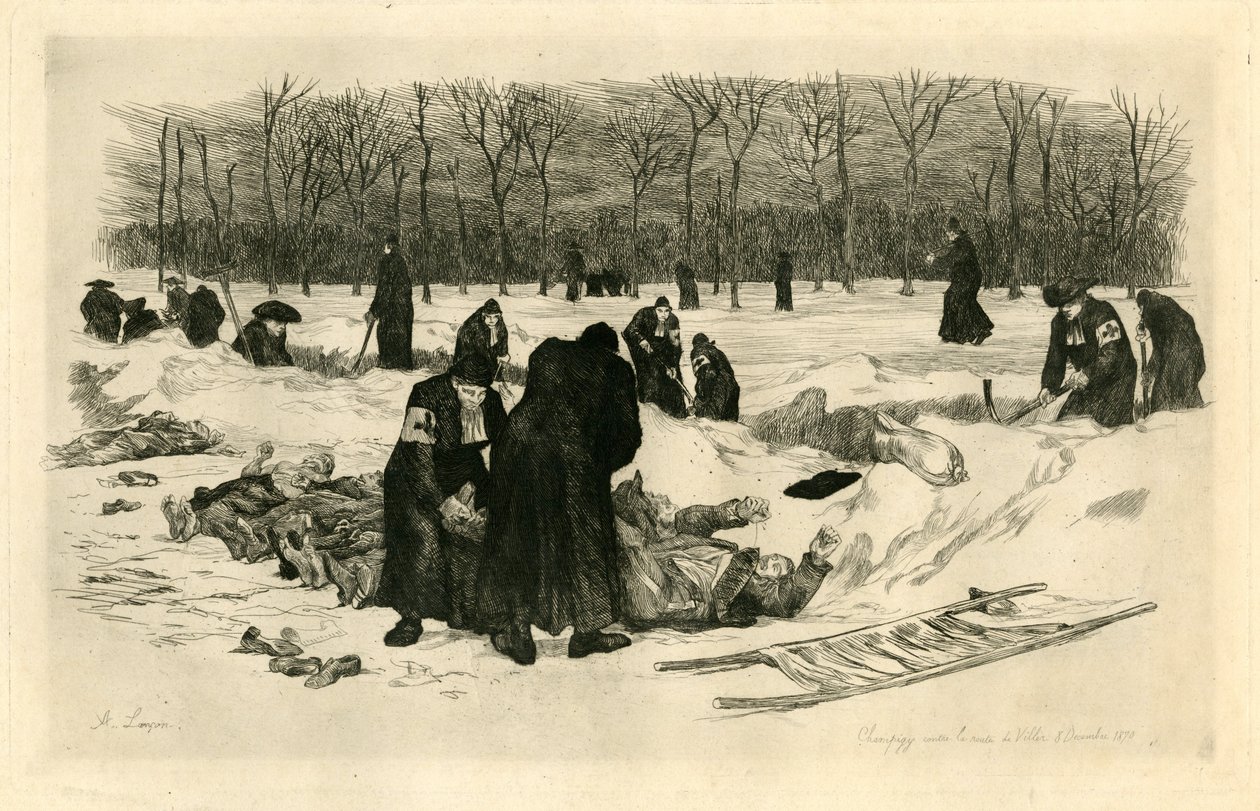 Entierro de muertos en la nieve de Auguste Andre Lancon