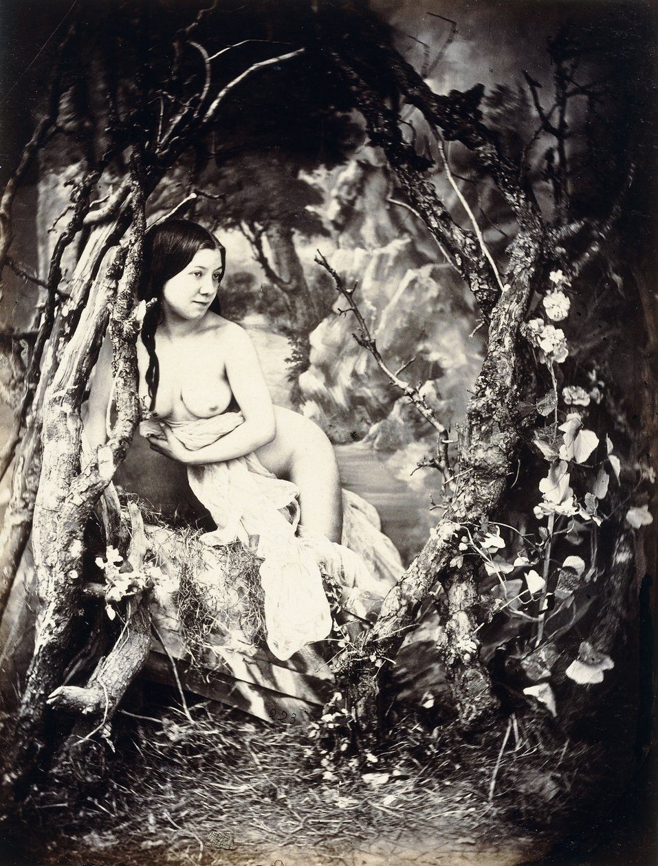 Una mujer semi-desnuda entre árboles, c.1850s-1860s de Auguste Belloc