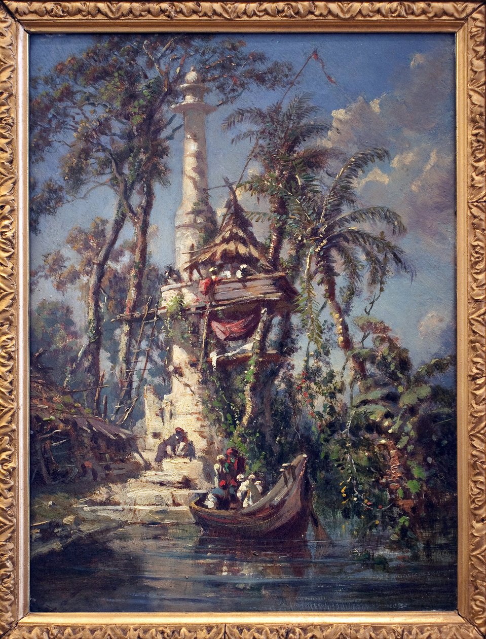 Observatorio en las orillas del río Hoogly (Bengala, India). Pintura de Auguste Borget (1808-1877), óleo sobre madera de caoba de Auguste Borget