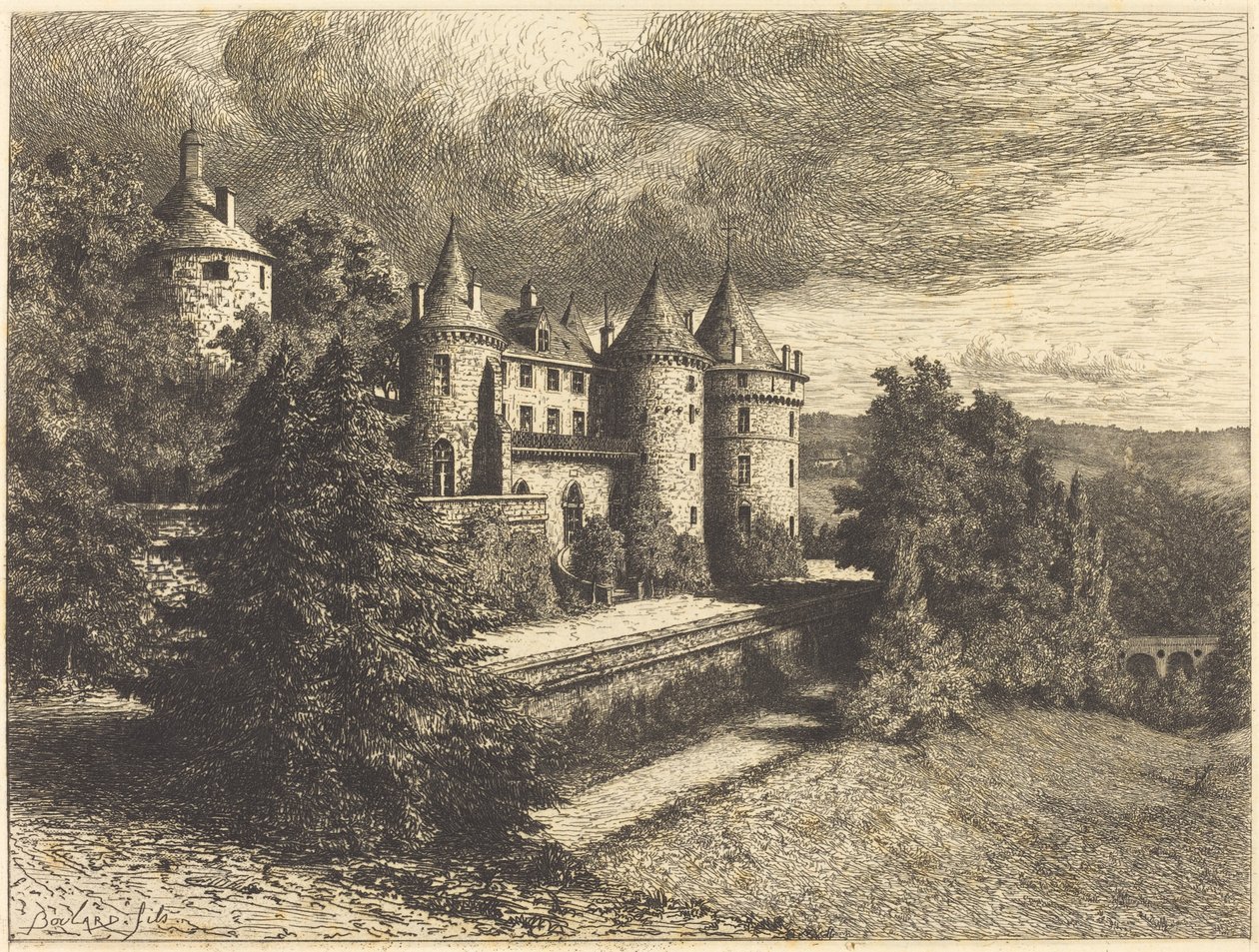 Castillo en una colina de Auguste Boulard