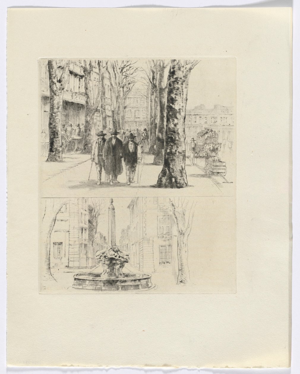 Frédéric Mistral: Mémoires et Recits de Frédéric Mistral: escena callejera/fuente (insertar después de la p. 120) de Auguste Brouet