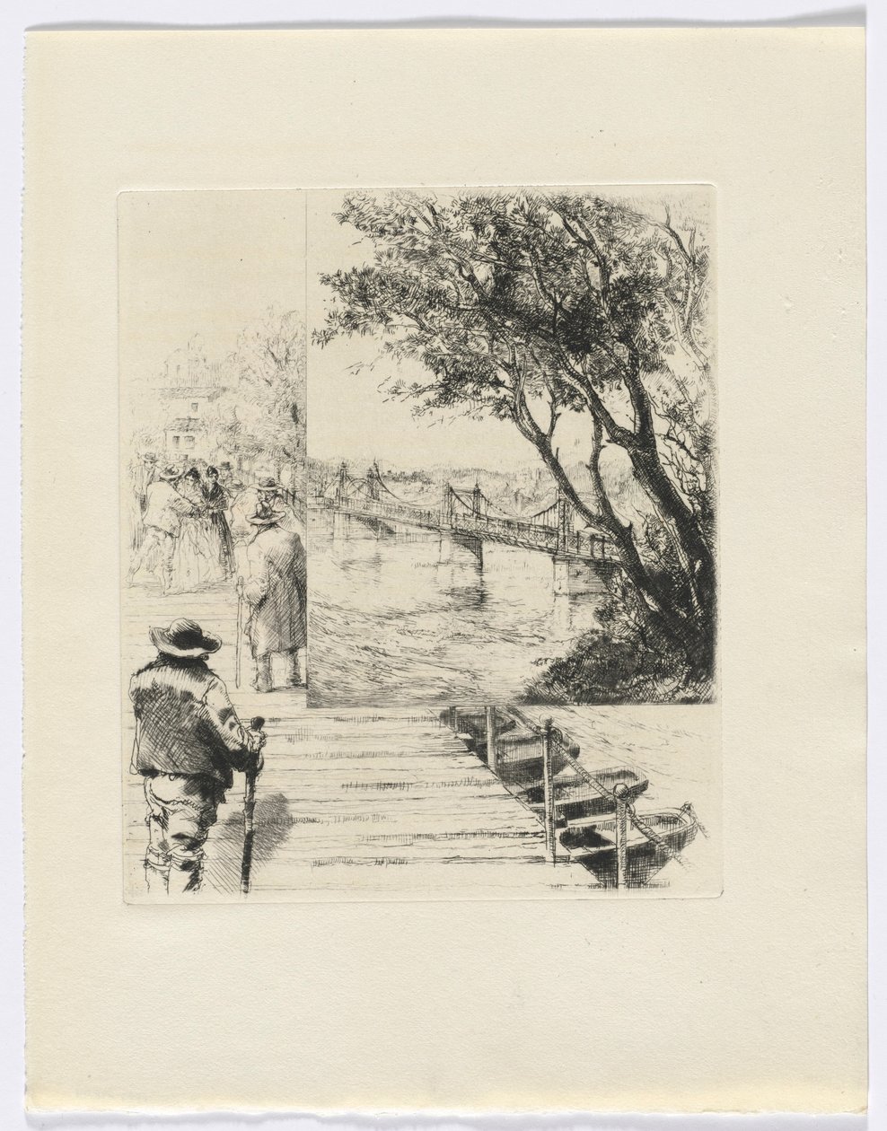 Frédéric Mistral: Mémoires et Recits de Frédéric Mistral: figuras en un muelle (insertar después de p.216) de Auguste Brouet