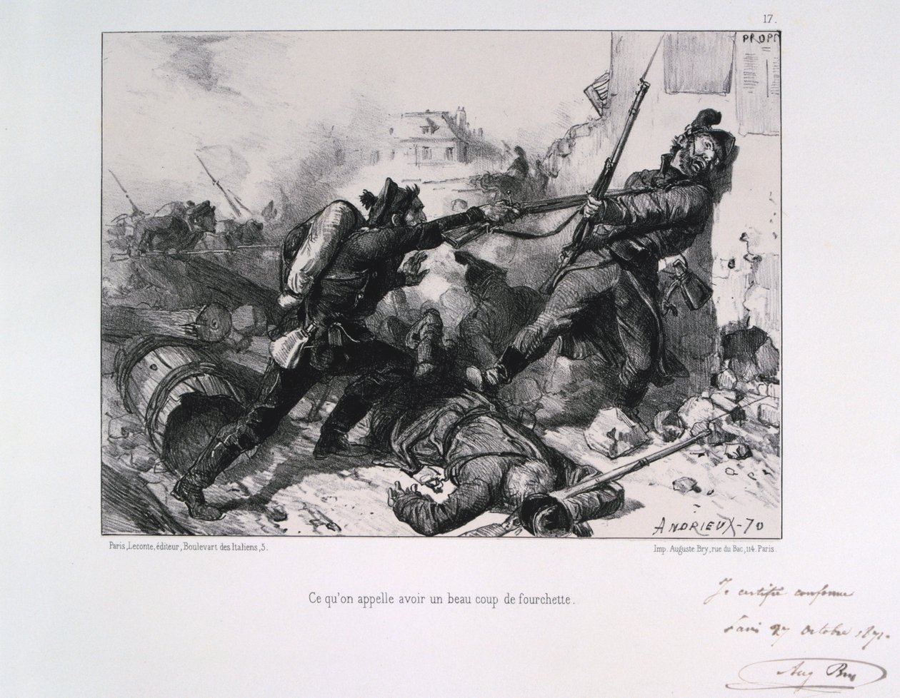 Lucha cuerpo a cuerpo, Sitio de París, Guerra Franco-Prusiana, 1870 1871 de Auguste Bry
