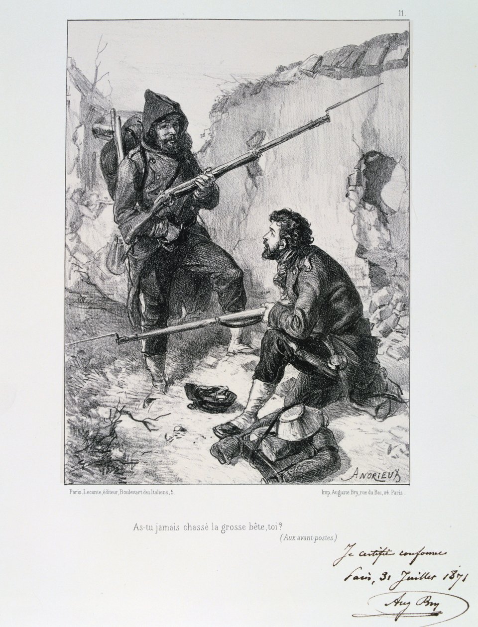 En las trincheras, Sitio de París, Guerra Franco-Prusiana, 1870-1871 1871 de Auguste Bry