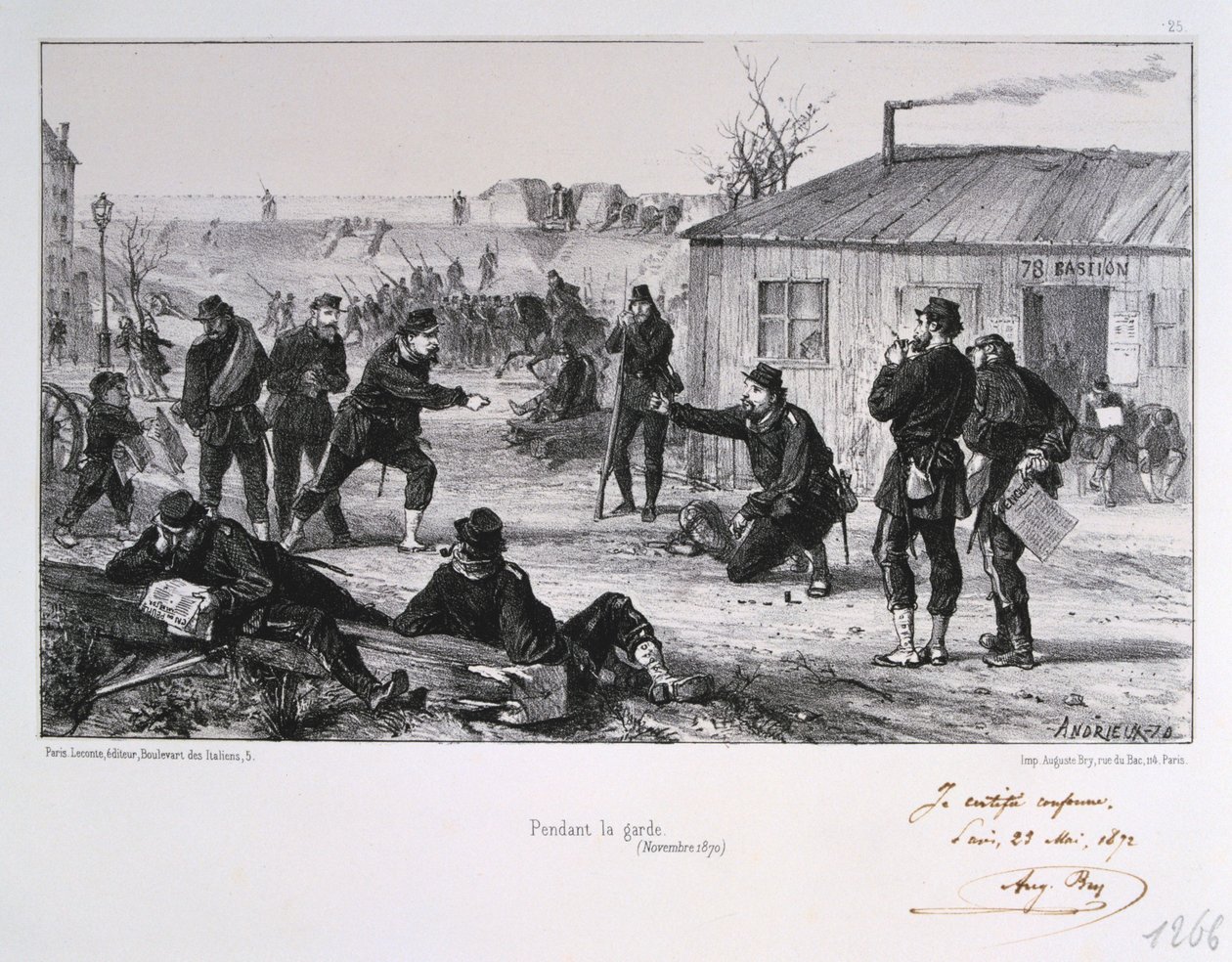 Pendant la garde, Sitio de París, Guerra Franco-Prusiana, noviembre 1870 1872 de Auguste Bry