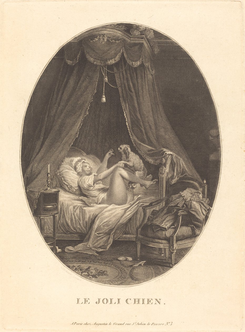 El perro bonito de Auguste Claude Simon Legrand after Nicolas Lavreince