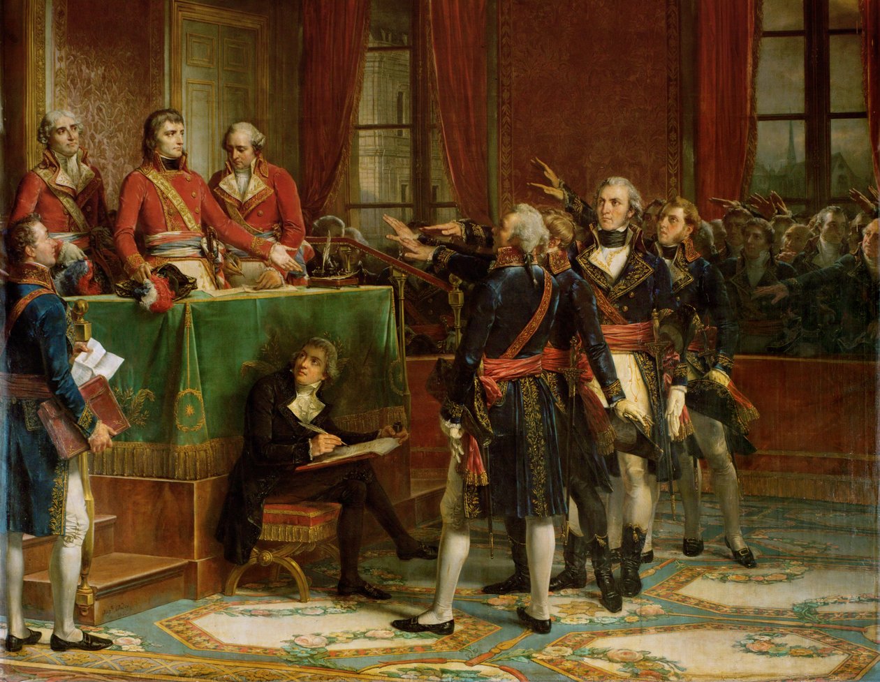 Instalación del Consejo de Estado en el Palacio de Luxemburgo, el 25 ... (óleo sobre lienzo) de Auguste Couder