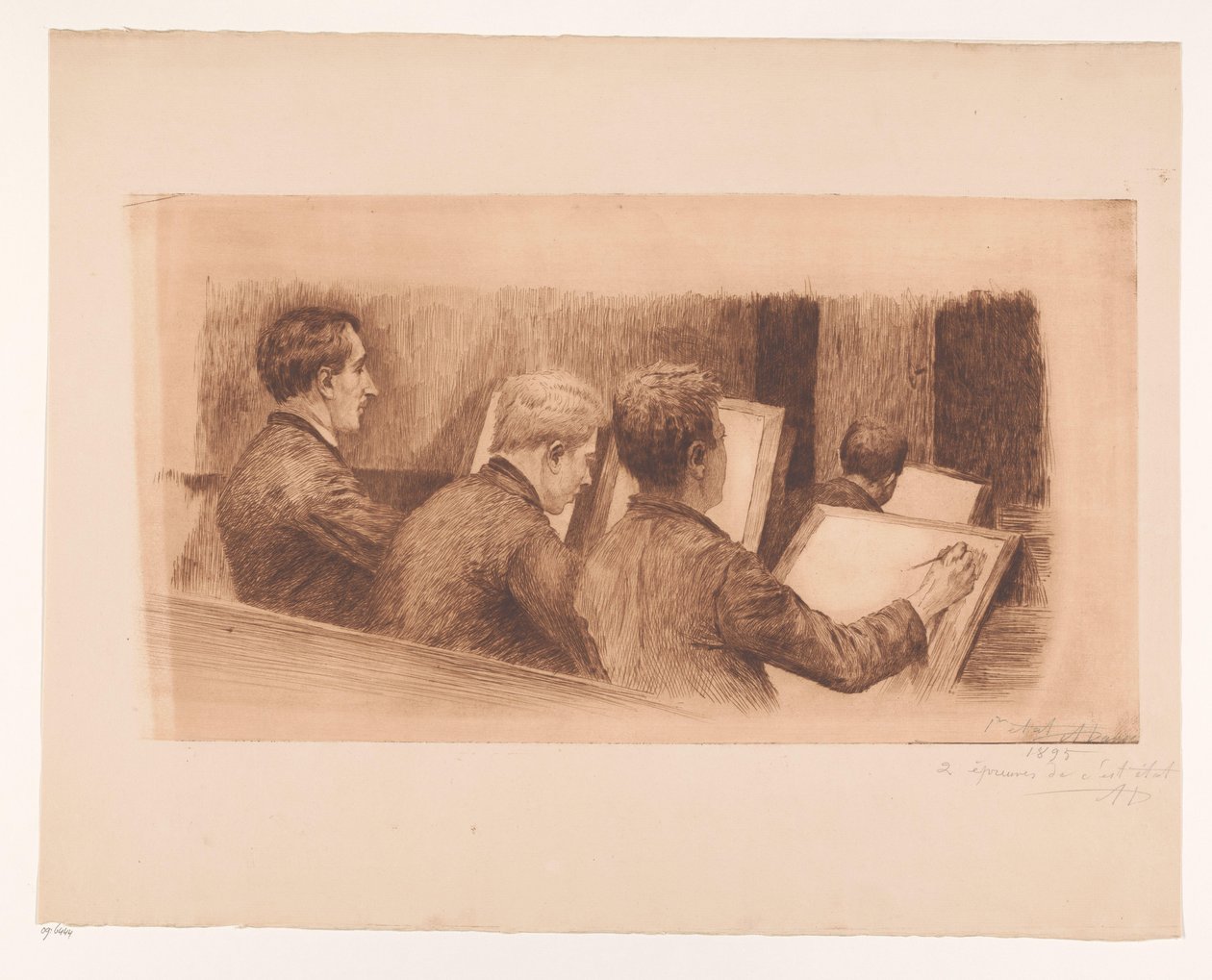 Lección en la escuela de dibujo de Auguste Danse (signed by artist)