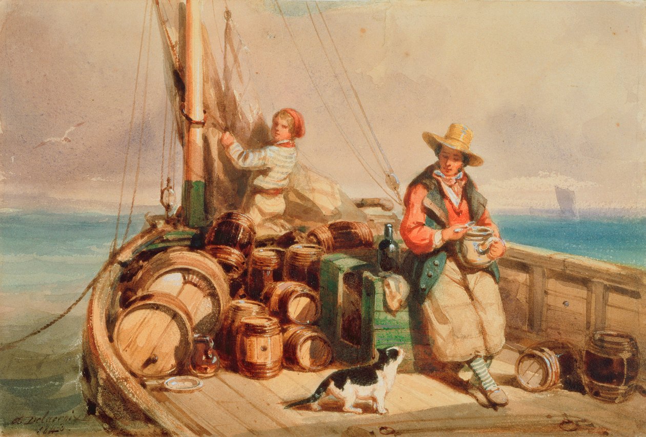 Dos figuras en un bote, 1843 de Auguste Delacroix