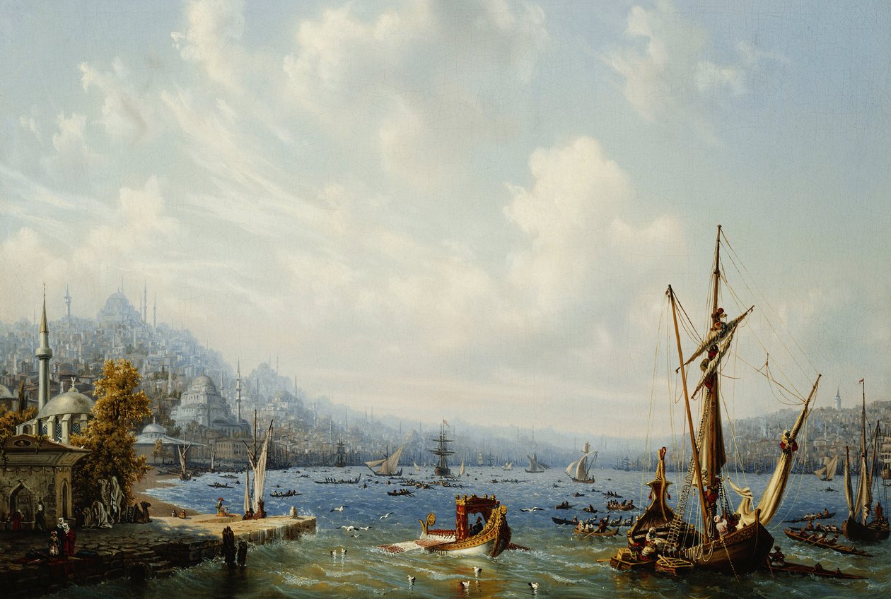 Barcos en el Bósforo, cerca de Constantinopla, 1846 de Auguste Etienne Francois Mayer