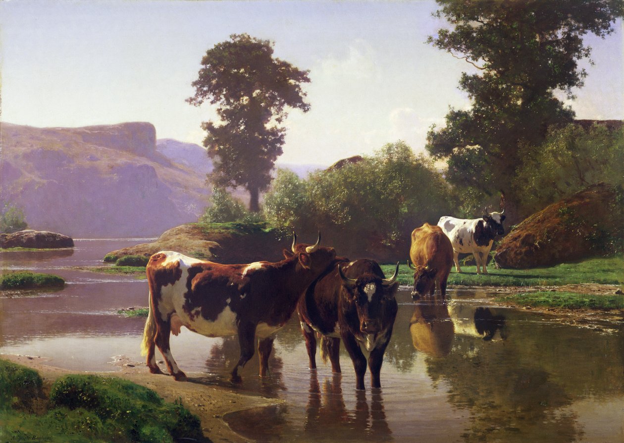 Ganado junto a un Lago de Auguste Francois Bonheur