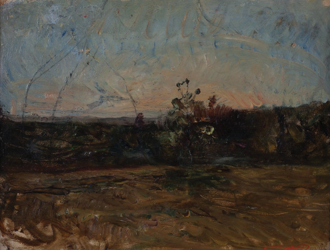 Paisaje del siglo XIX (Óleo sobre lienzo montado en madera) de Auguste Francois Ravier