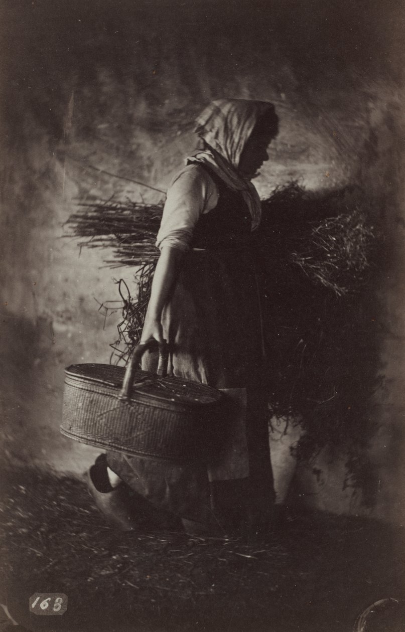 Female Peasant Carrying a Basket and Hay de Auguste Giraudon