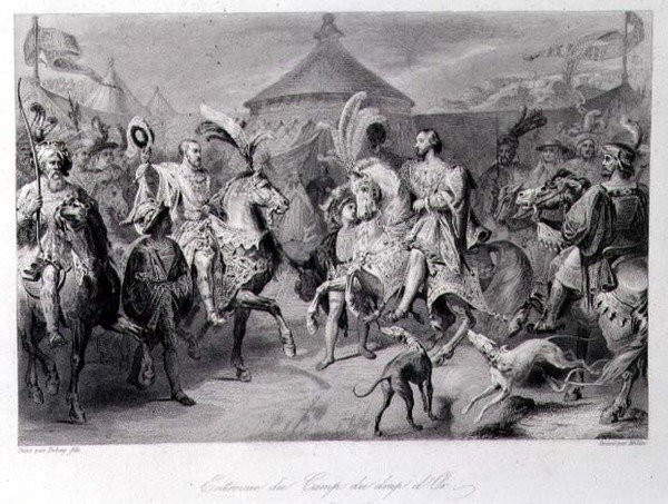 El encuentro en el Campo del Paño de Oro, 24 de junio de 1520, grabado por Millin de Auguste Hyacinthe (after) Debay