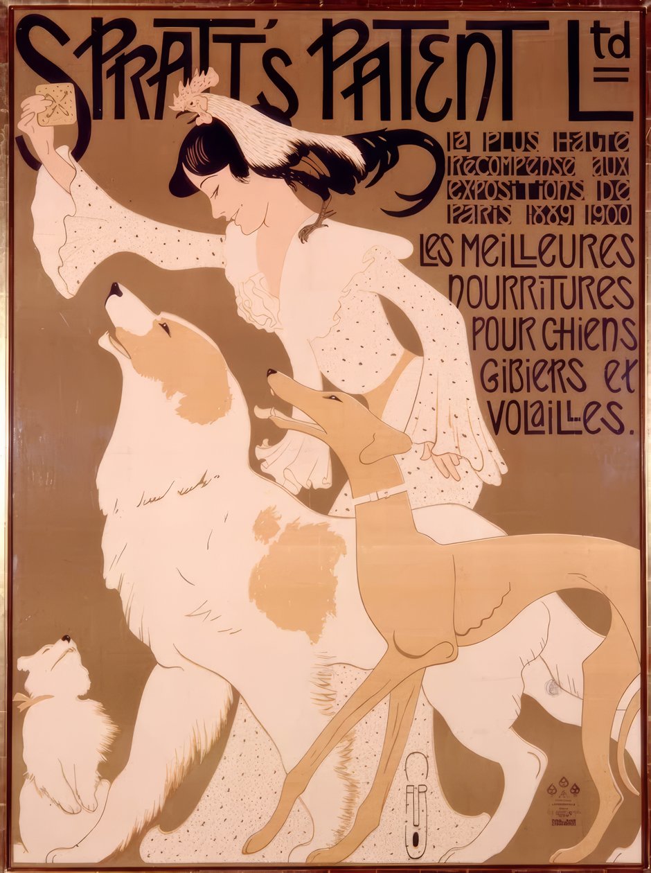 Cartel publicitario de comida para perros de Auguste Jean Baptiste Roubille