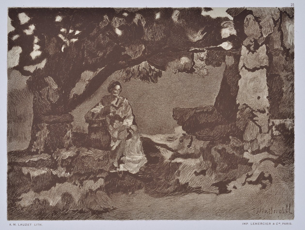 La mujer del pozo (dibujo) de Auguste Lauzet