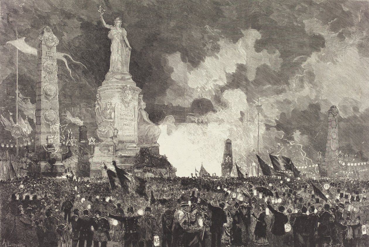 14 de julio. Iluminación de la Plaza de la República, 1883 de Auguste Lepere