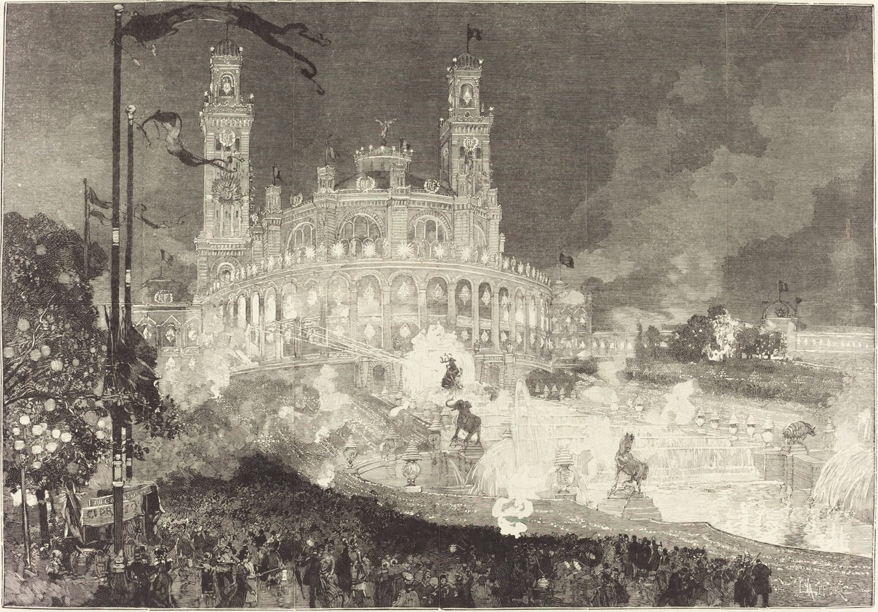14 de julio. Iluminación del Palacio del Trocadero de Auguste Lepere