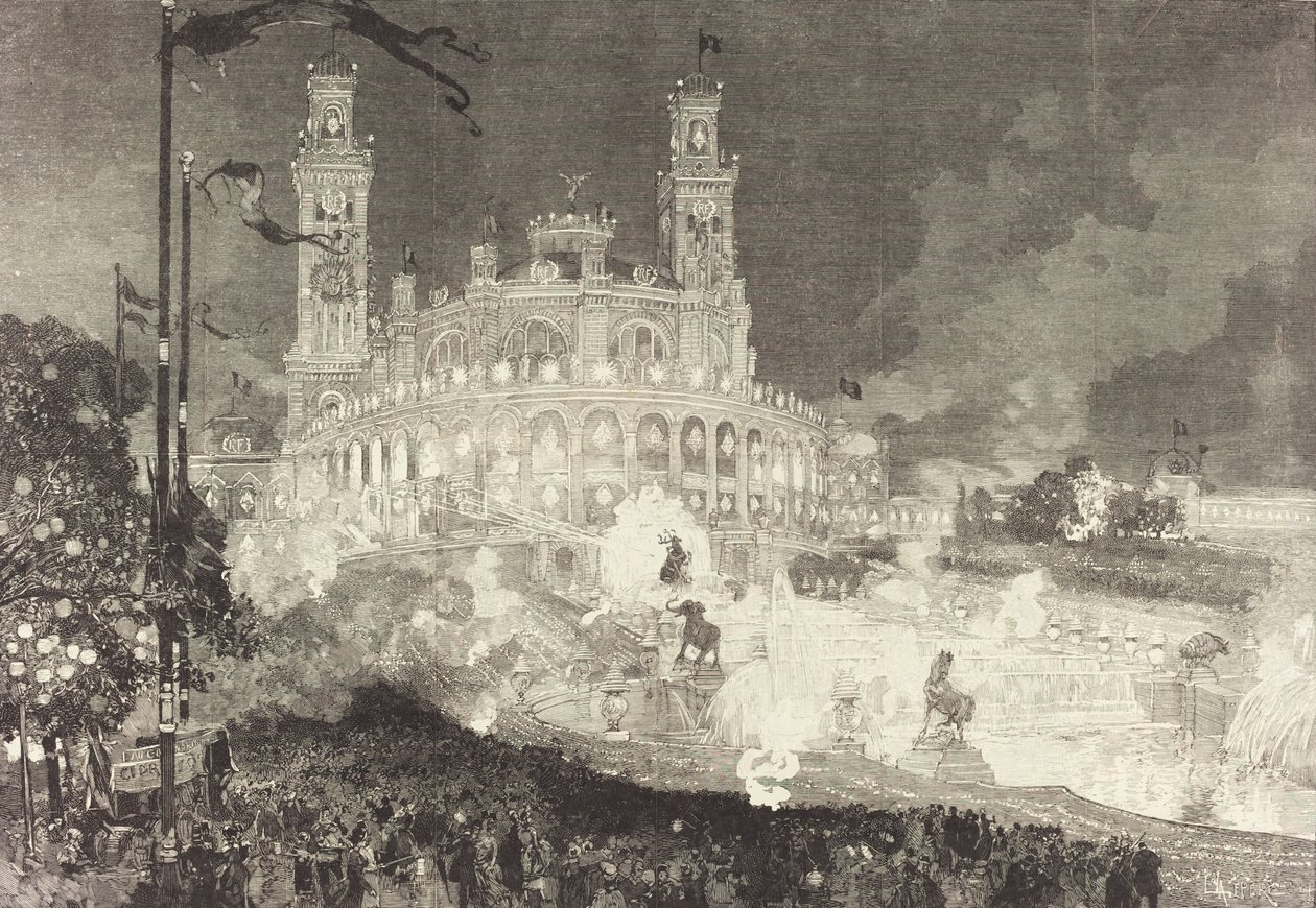 14 de julio. Iluminación del Palacio del Trocadéro, 1883 de Auguste Lepere