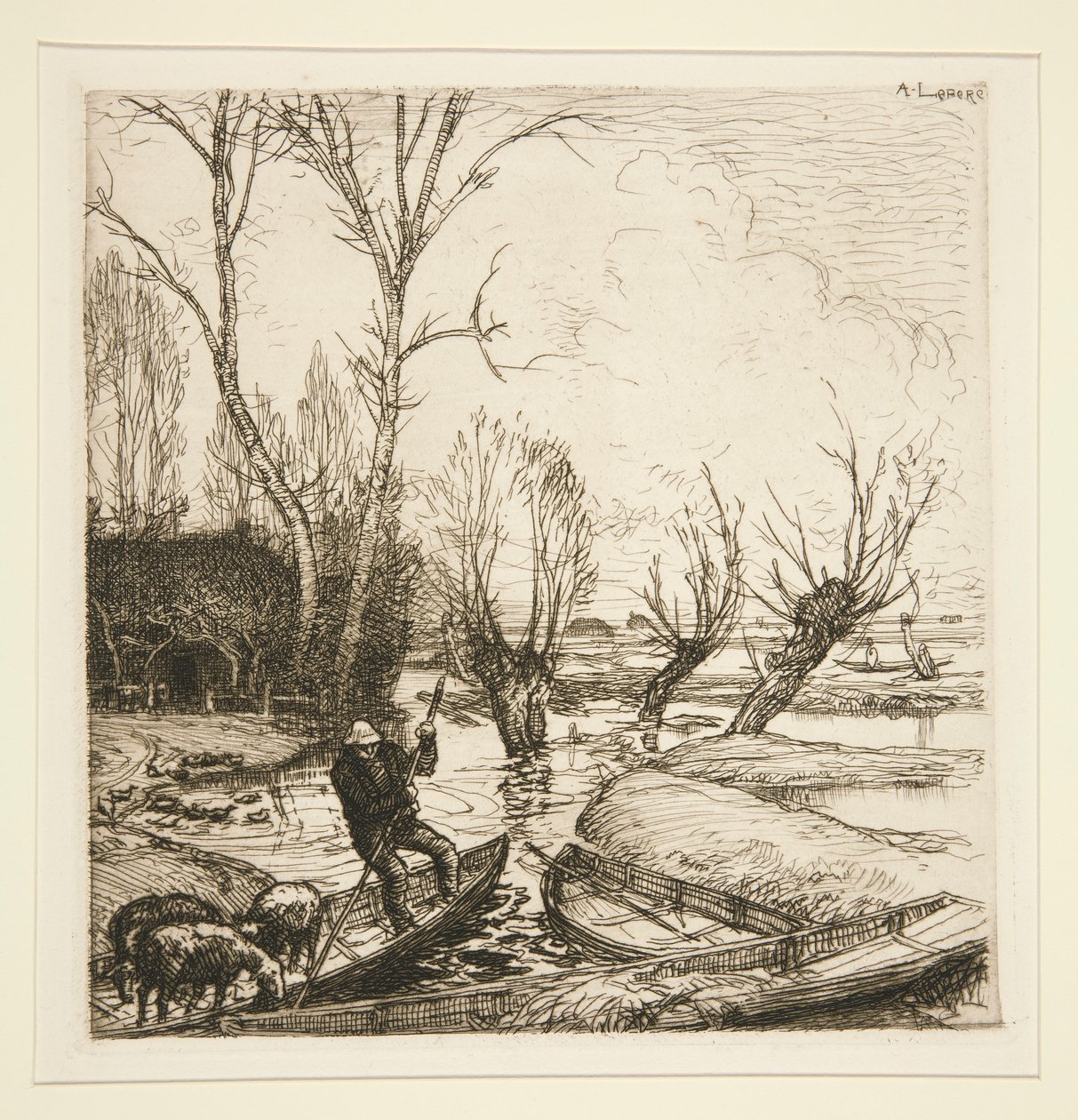 En el pantano inundado - El pastor (El Marais inundado - El pastor) de Auguste Lepere