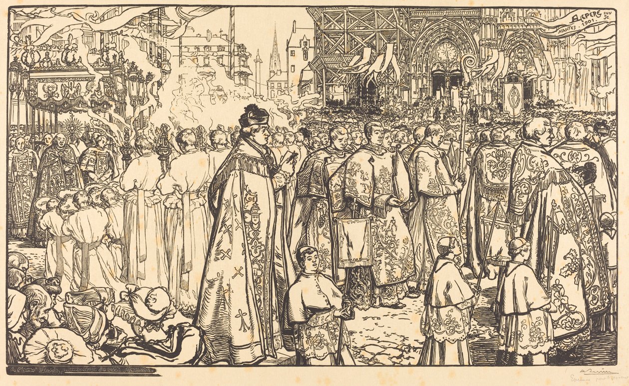 Procesión del Corpus Christi en Nantes de Auguste Lepere