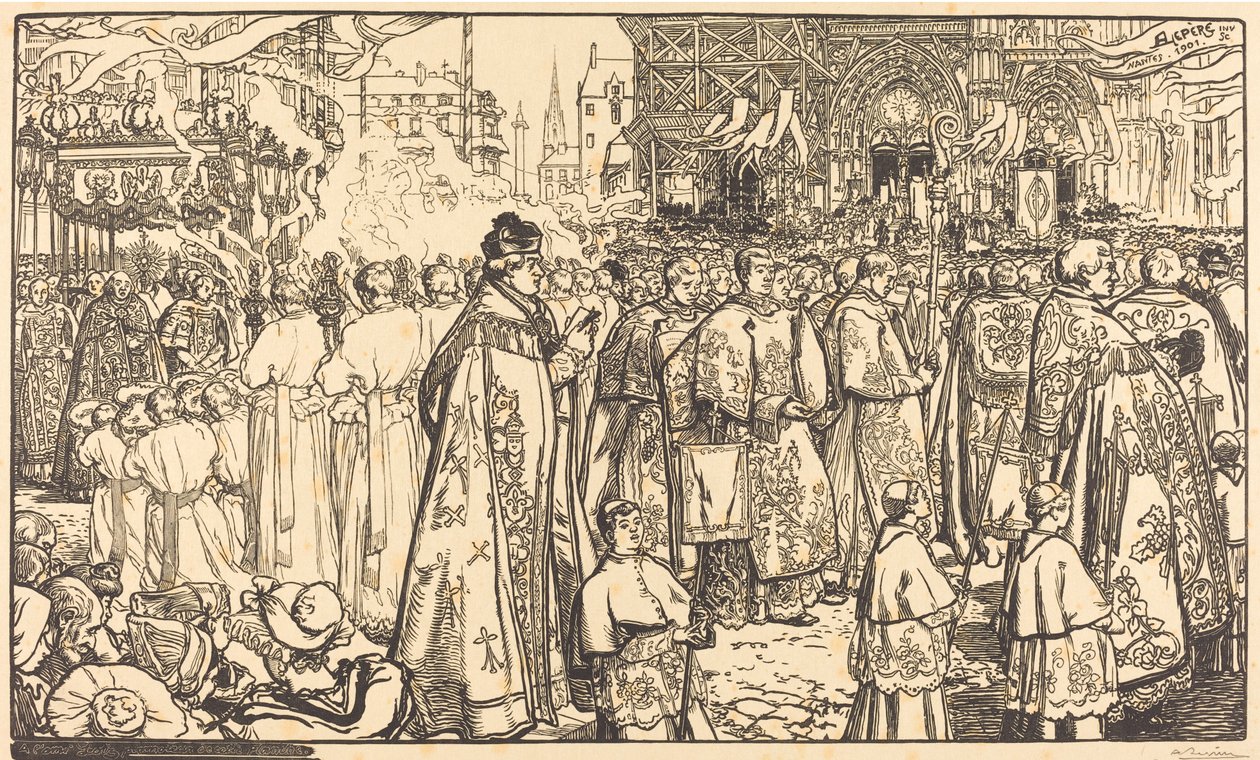 Procesión del Corpus Christi en Nantes, 1901 de Auguste Lepere