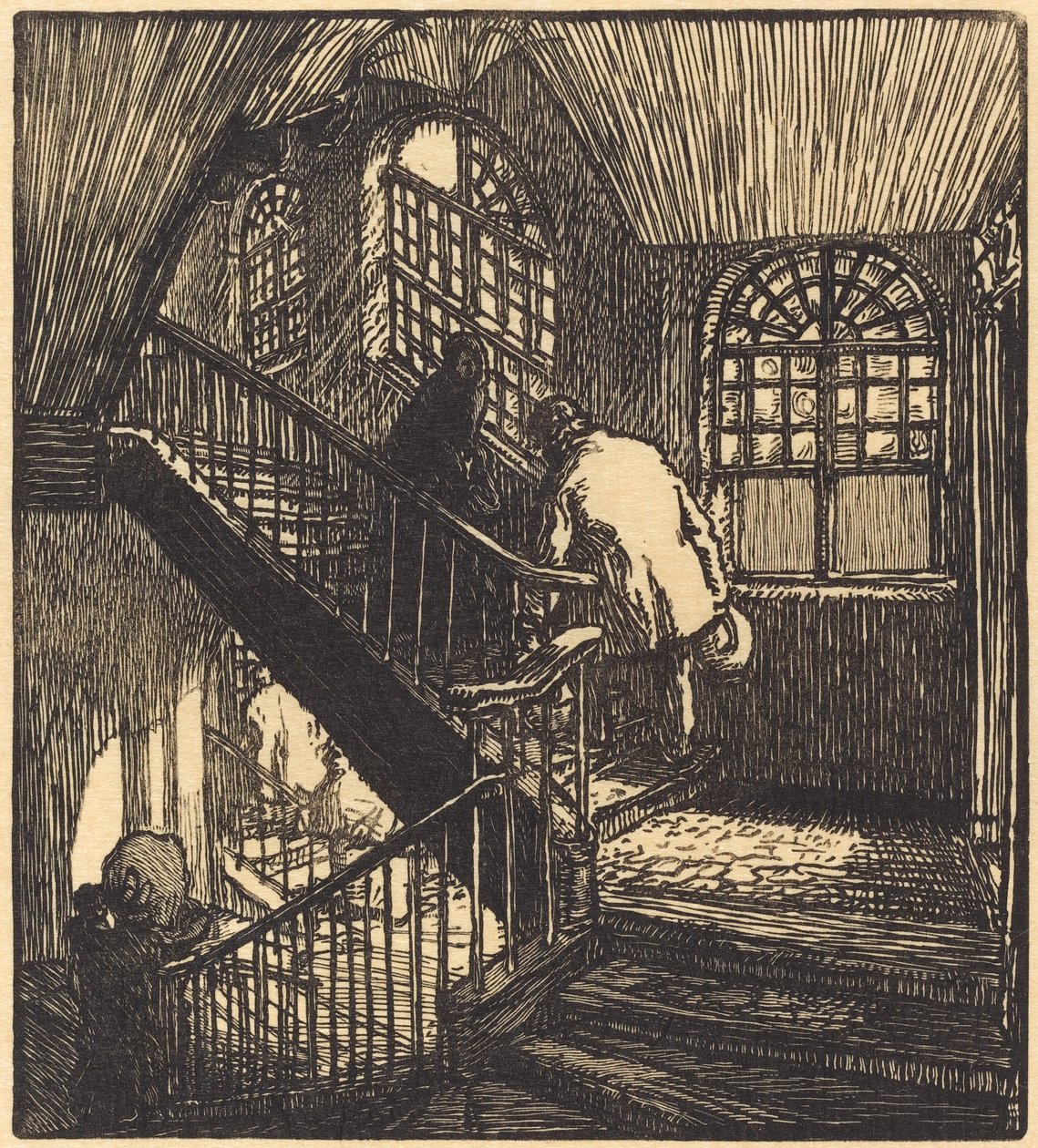 Escalera de la casa donde estaba el Chateau Rouge de Auguste Lepere