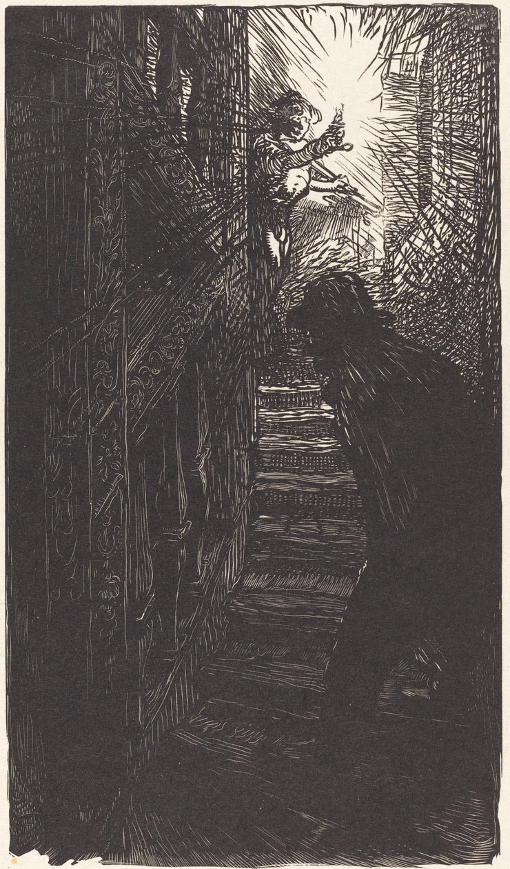 Escalera esculpida en la calle Boutebrie de Auguste Lepere