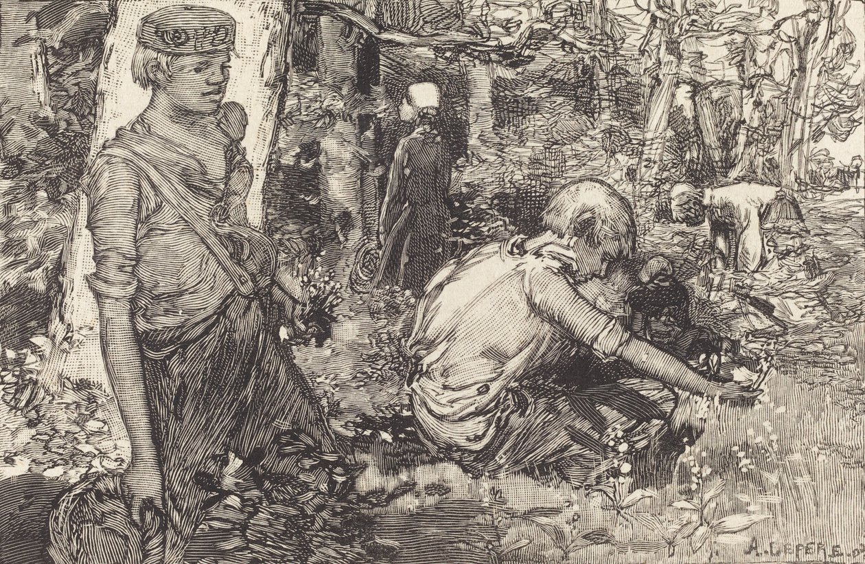 Recolección de lirio de mayo de Auguste Lepere