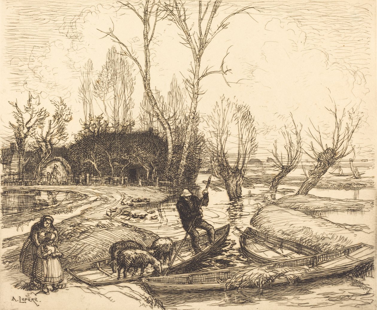 En el pantano inundado - El pastor, 1911 de Auguste Lepere