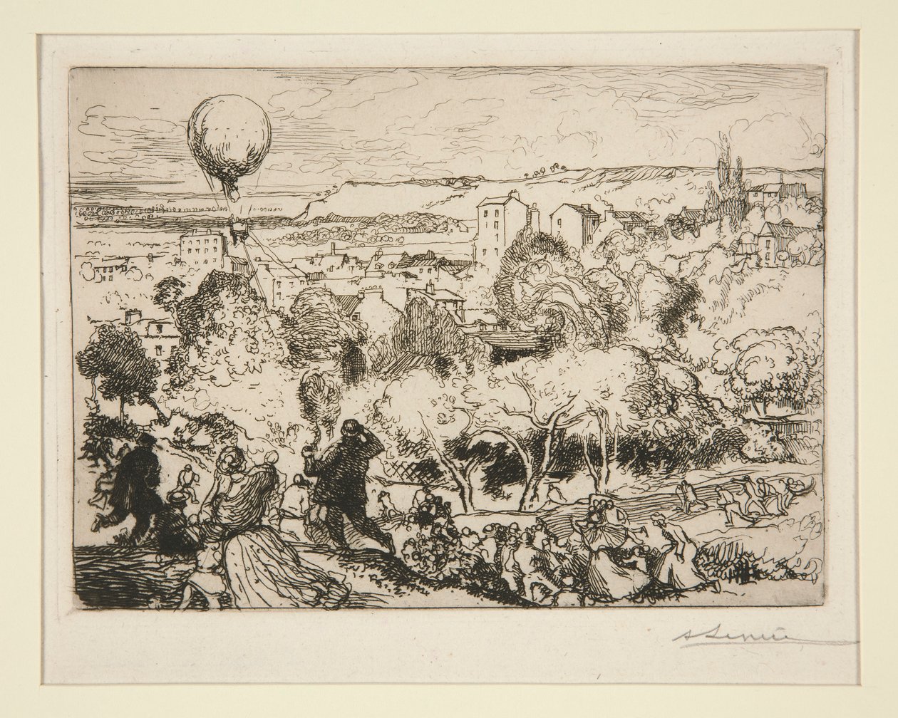 La caída del globo, en Pre-Saint-Gervais (La caída del globo, en Pre-Saint-Gervais) de Auguste Lepere