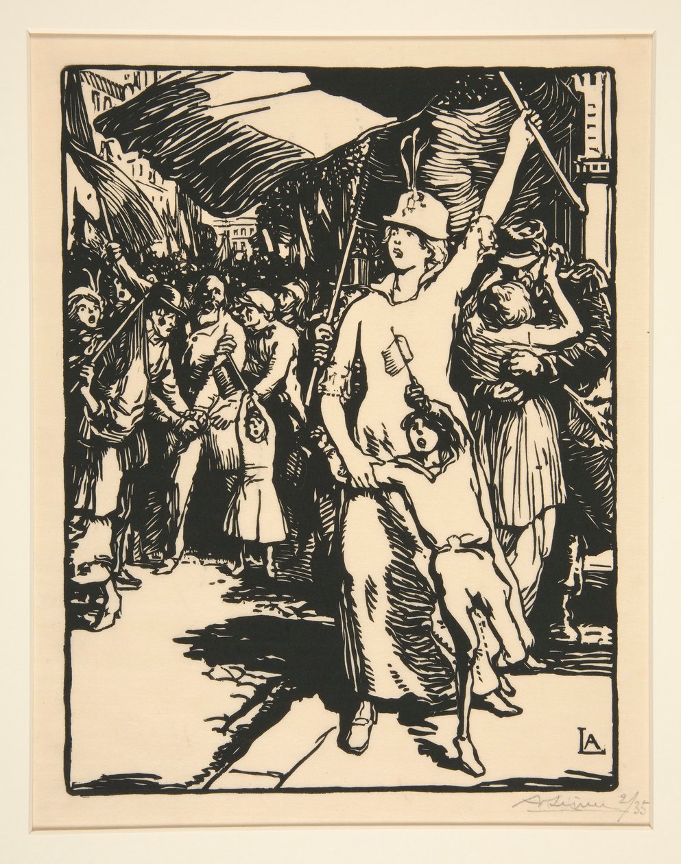 Se declara la guerra, de La Guerre de 1914, primera serie, núm. 8 de Auguste Lepere